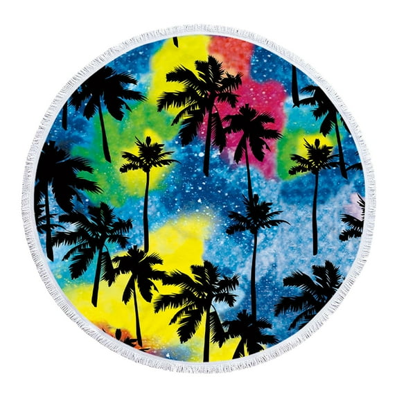 SDJMa Turkish Round 60” Oversized Microfiber Beach Towel, Thin Lightweight Pool Swim Palm Tree Bath Shower Towel, Quick Dry And Sand Proof Beach Towel Blanket Tropical Gifts for Women Girls