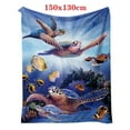thumbnail image 1 of SDJMa Turtle Blanket Ocean Sea Turtle Throw Blanket Turtle Printed Flannel Fleece Blanket for Kids Plush Fuzzy Blanket for Sofa Bed Office Camping (59inch x 51inch Blue) Under Sea Turtle, 1 of 8