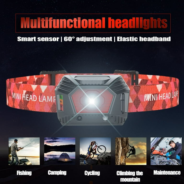 SDJMa USB Rechargeable Headlamp Lightweight Bright LED Running