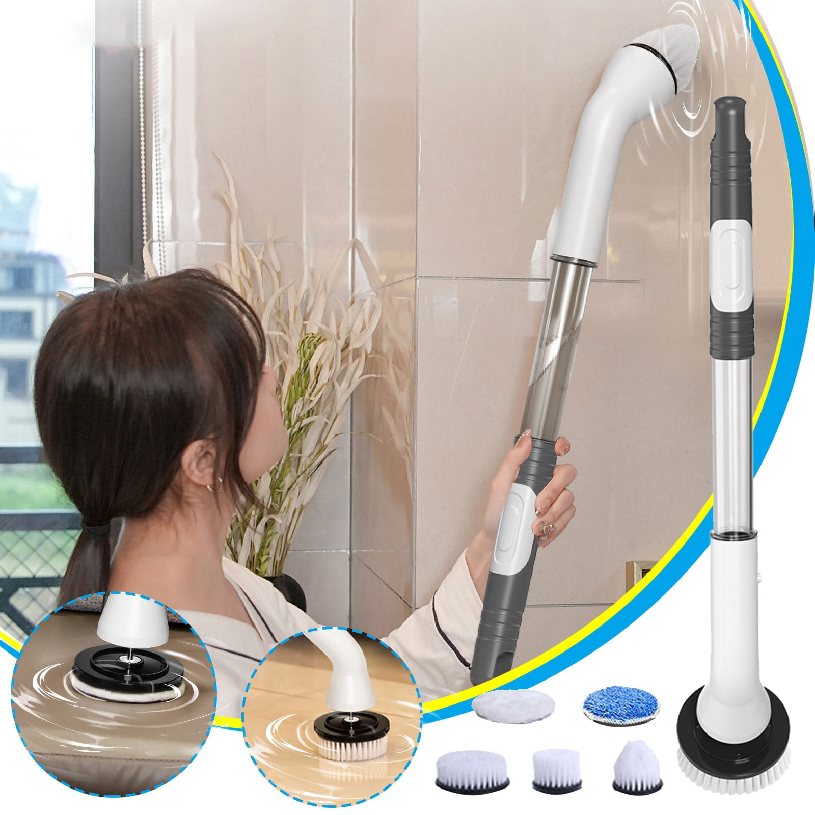 SDJMa Upgraded Electric Spin Scrubber Bathroom Cleaner, with Extendable ...