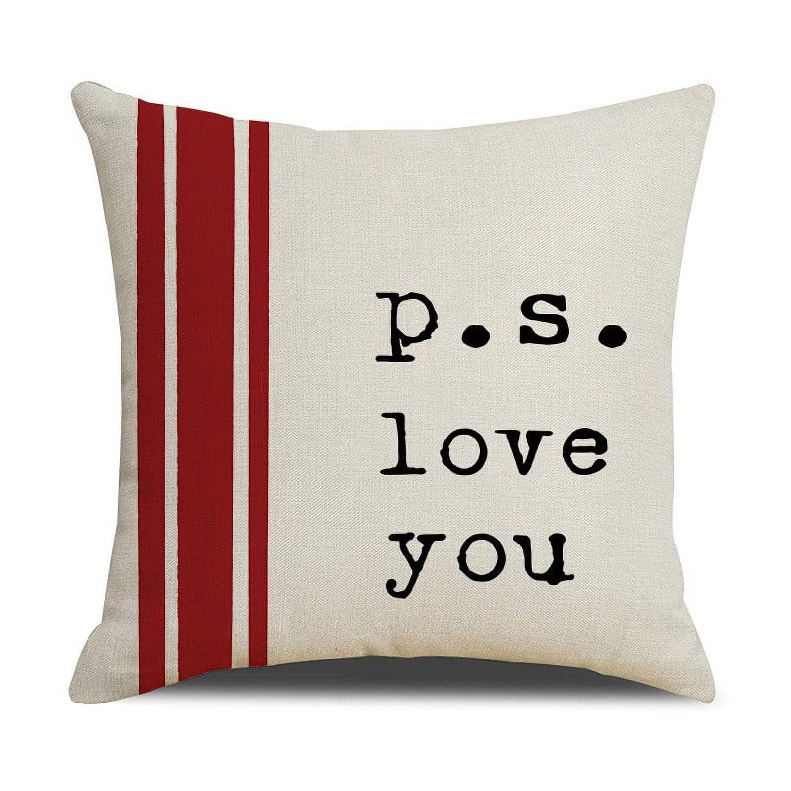 SDJMa Valentine's Day Pillow Covers 18x18, Double Side Red White Heart Decorative Linen