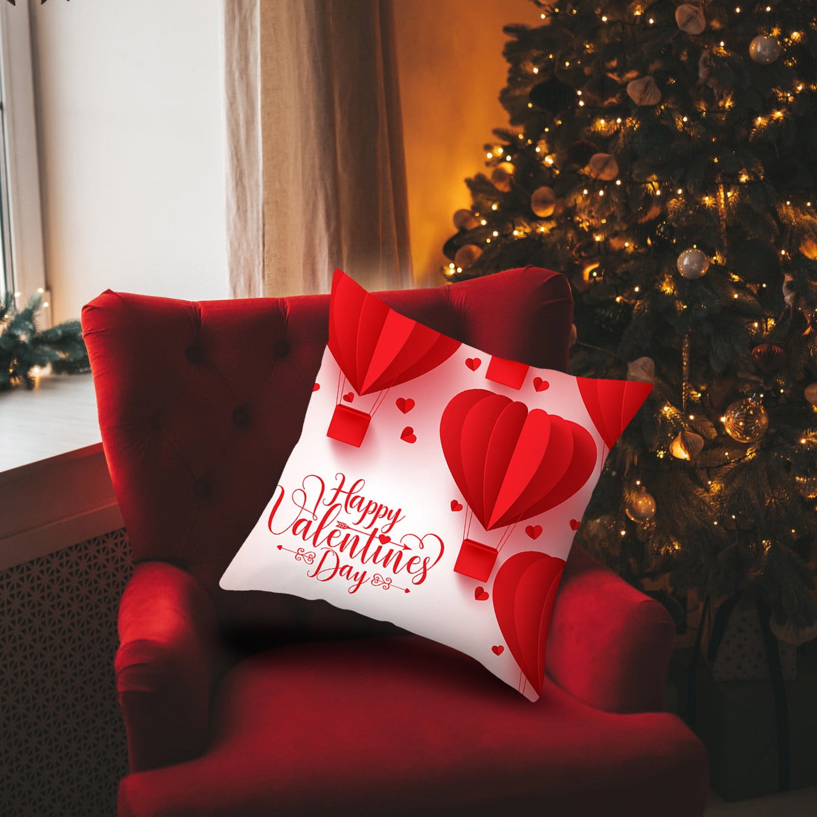 SDJMa Valentine's Day Pillow Covers 18x18, Happy Valentines Day Red