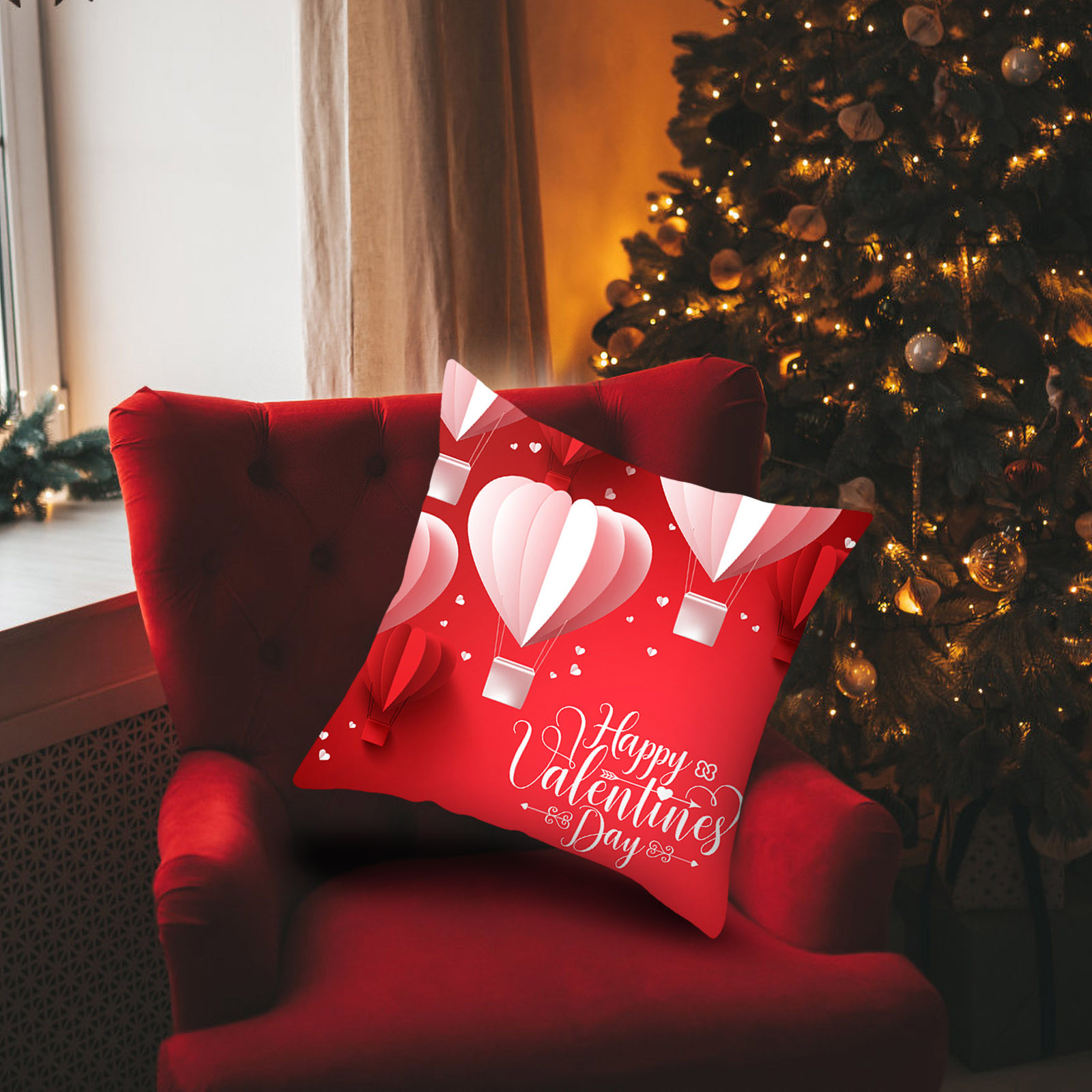 SDJMa Valentine's Day Pillow Covers 18x18, Happy Valentines Day Red