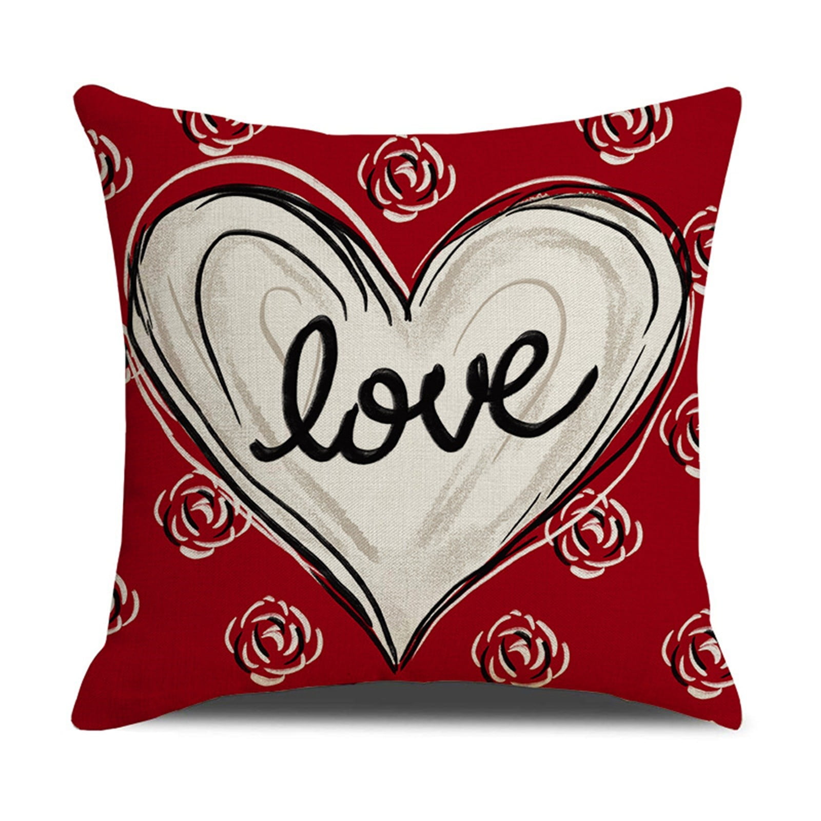 SDJMa Valentines Day Pillow Covers,18x18 Valentines Day Decor Red Heart
