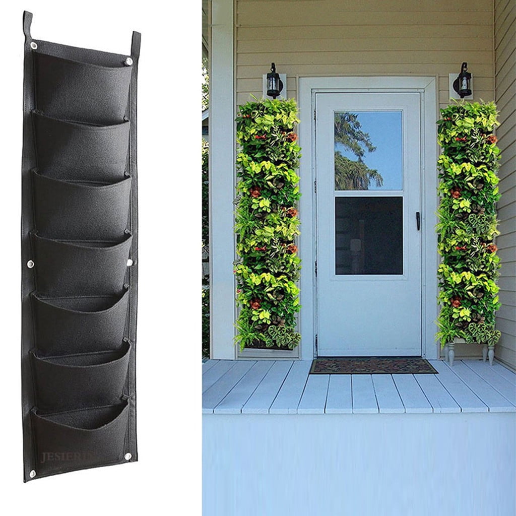 SDJMa Vertical Wall Hanging Planters, 7 Pockets Indoor Outdoor Large Grow Bags for Balcony Garden Yard Office Home Decoration