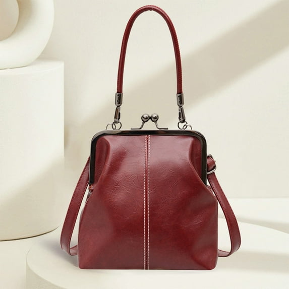 SDJMa Vintage Style PU Crossbody Bag for Women - Lightweight Soft Leather Texture Shoulder Handbag, Compact 20x21cm Spring Daily Purse (Wine)