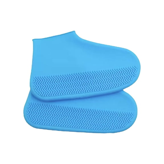 SDJMa Waterproof Shoe Covers Non-Slip Silicone Rain Shoe Covers, Elasticity Galoshes for Traveling, Reusable Boot Snow Bowling Indoor Outdoor Overshoe for Men Women Kids (Blue, S)