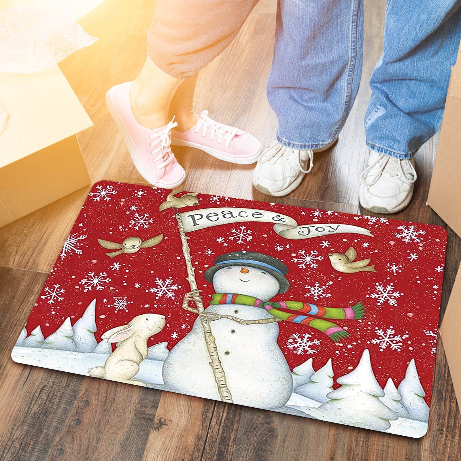 Peace and Joy Winter Doormat, Christmas Door Decor