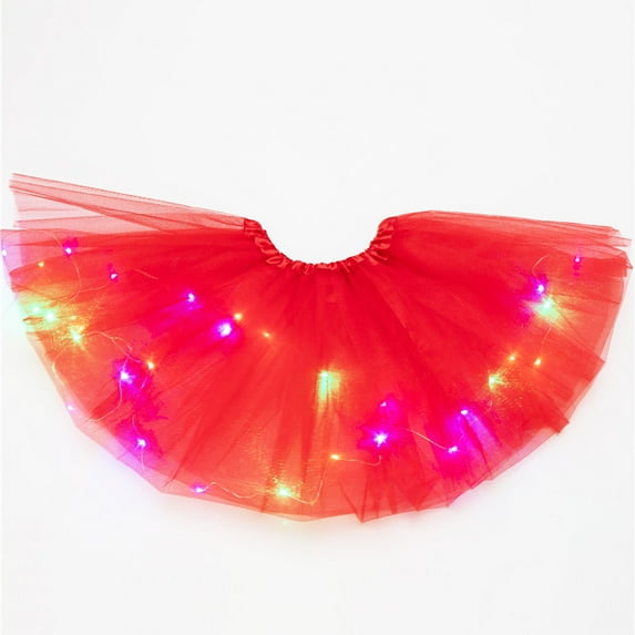 SDJMa Women 3 Level Mesh Tulle Skirt Princess Skirt With LED Small Bulb Skirt