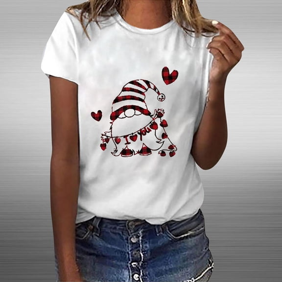 Herrnalise Women's Shirt Tees Funny Cute Short Sleeve Fall T Shirt Hearth Love Shirt Gift Tops Blouse Gift For Couples