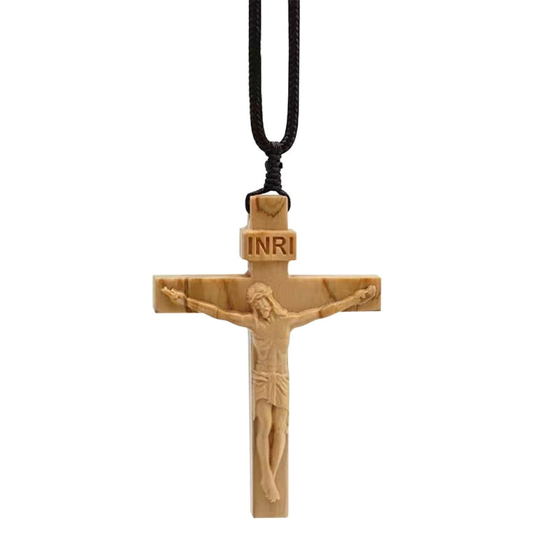 SDJMa Wooden Cross Necklace for Men Women, Jesus Crucifix Cross Wood Pendant Religious Necklace Gifts for Christian Family Friends, Easter Christmas SDJMa Wooden Cross Necklace for Men Women, Jesus Crucifix Cross Wood Pendant Religious Necklace Gifts for Christian Family Friends, Easter Christmas