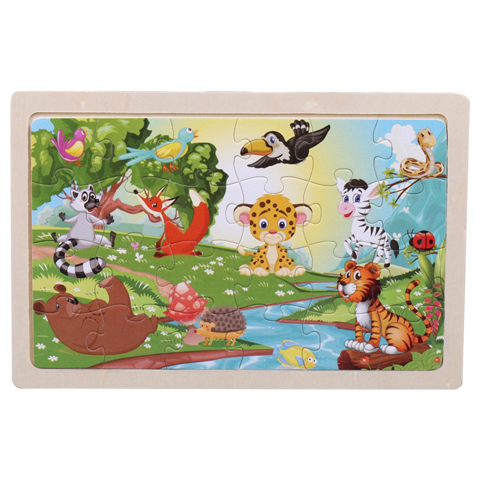 SDJMa Wooden Jigsaw Puzzles for Kids Ages 3-5 Year Old 24 Piece ...