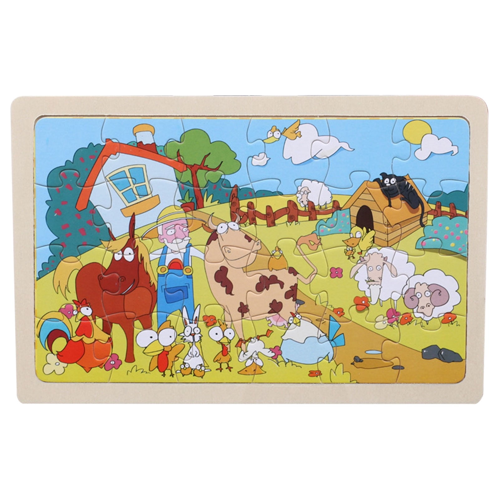 SDJMa Wooden Jigsaw Puzzles for Kids Ages 3-5 Year Old 24 Piece ...