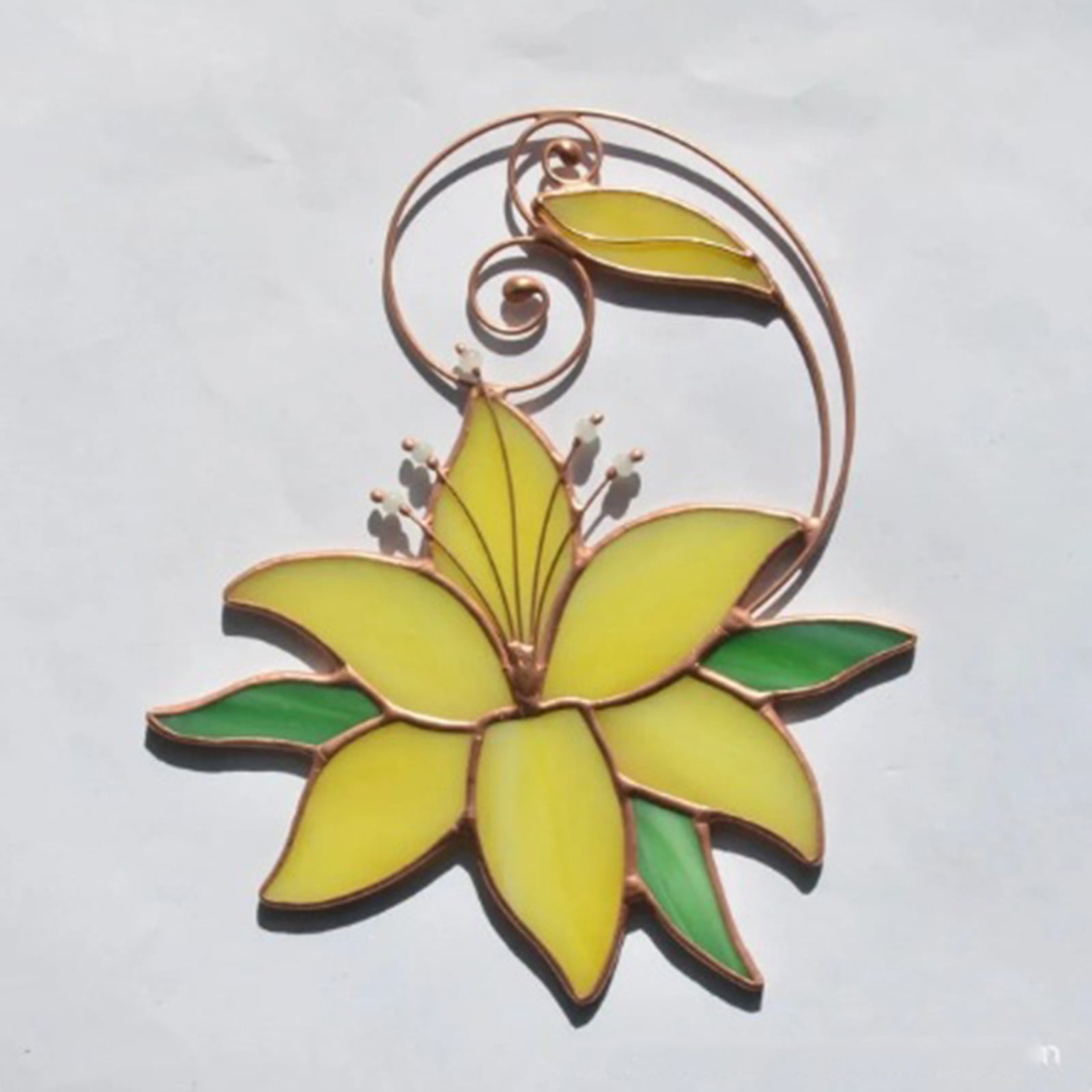 SDJMa Yellow Flower Stained Glass Window Hangings Window Suncatcher