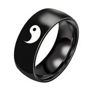 SDJMa Yin Yang Matching Ring Tai Chi Balance Stainless Steel Ring Friendship BFF Gift for Best Friend Lover Black Size-7