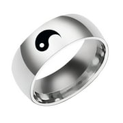 SDJMa Yin Yang Matching Ring Tai Chi Balance Stainless Steel Ring Friendship BFF Gift for Best Friend Lover Silver Size-7