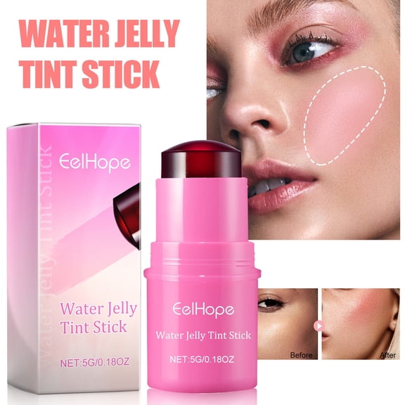 SDJMaWater Jelly Tint Stick, Blush Stick Blush Cream Milk Cooling Water Jelly Tint Lip Gloss, Sheer Lip & Cheek Stain, Long Lasting Jelly Texture Moisturising, 1000+ Swipes Per Stick
