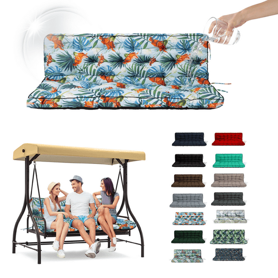 SDJPOI 2-3 Seater Porch Swing Replacement Cushion, Thicken 4" Waterproof Outdoor Bench Cushions with Backrest for Outdoor Furniture ( fresh summer,70in*40in)