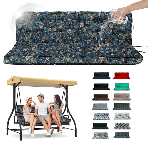 SDJPOI 2-3 Seater Porch Swing Replacement Cushion, Thicken 4" Waterproof Outdoor Bench Cushions with Backrest for Outdoor Furniture (hummingbird，63in*40in）