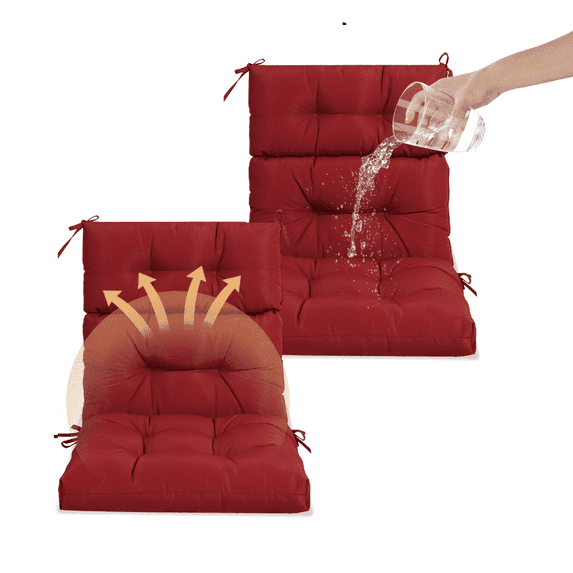 SDJPOI Rocking Chair Cushions Set of 2, 44”x 22”x 4'' Waterproof Non-Slip High Back Patio Furniture Cushions Replacement with Ties for Indoor/Outdoor Chairs