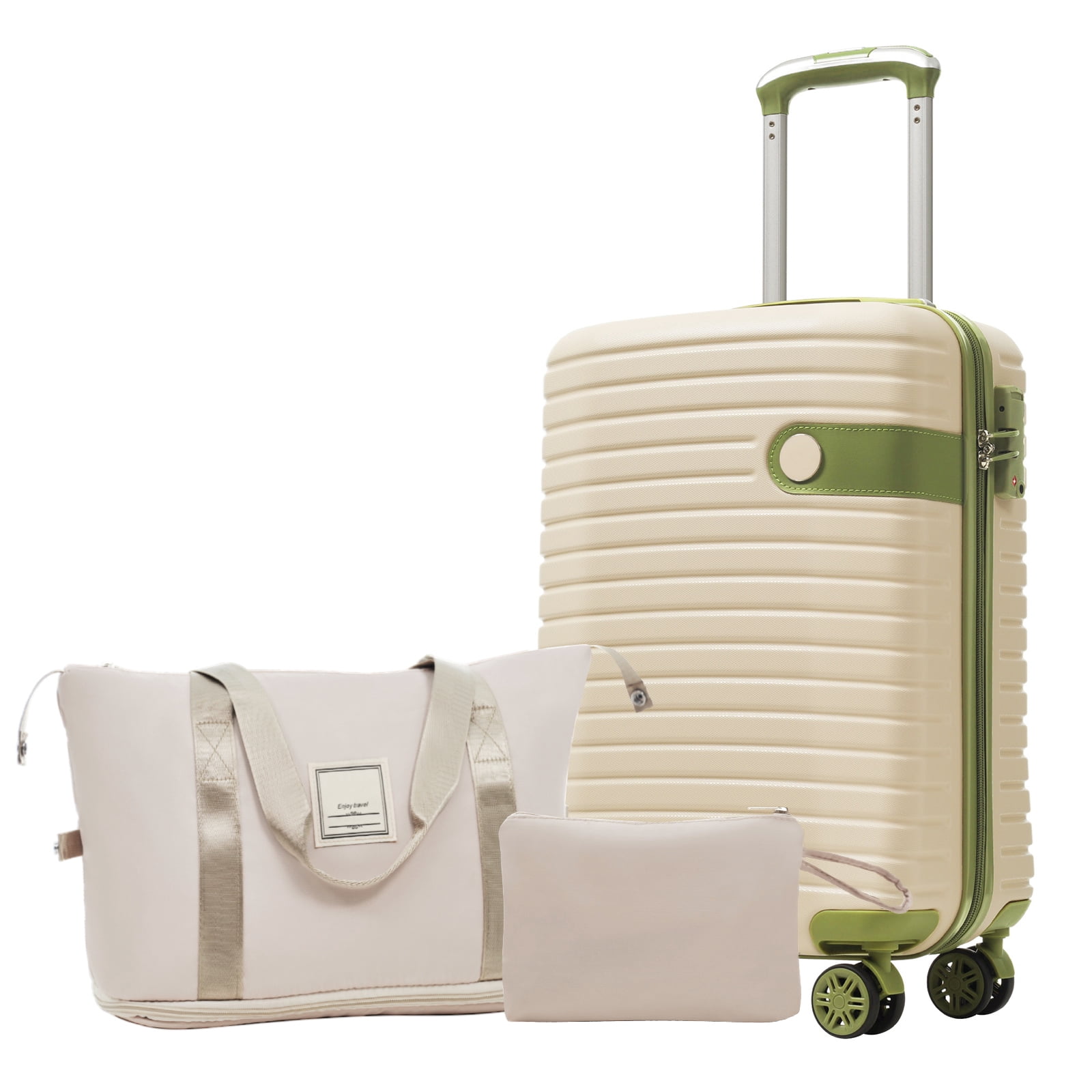 SDJPOI Luggage Sets 3 Piece Carry on Luggage 22x14x9 Airline Approved, Lightweight Hardshell ABS Suitcases with Wheels, 20 inch