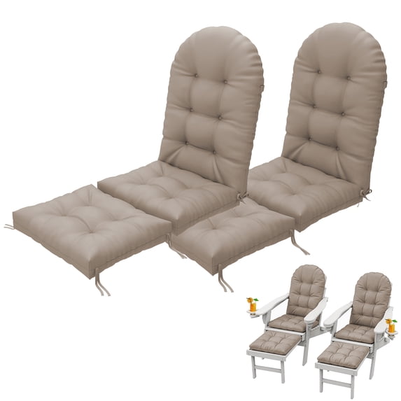 SDJPOI Outdoor Adirondack Chair Cushions Set of 2, 44"x19'' High Back Seat and 17" x19" Ottoman Cushion, 4" Thick Waterproof Rocking ChairCushion for Patio Garden