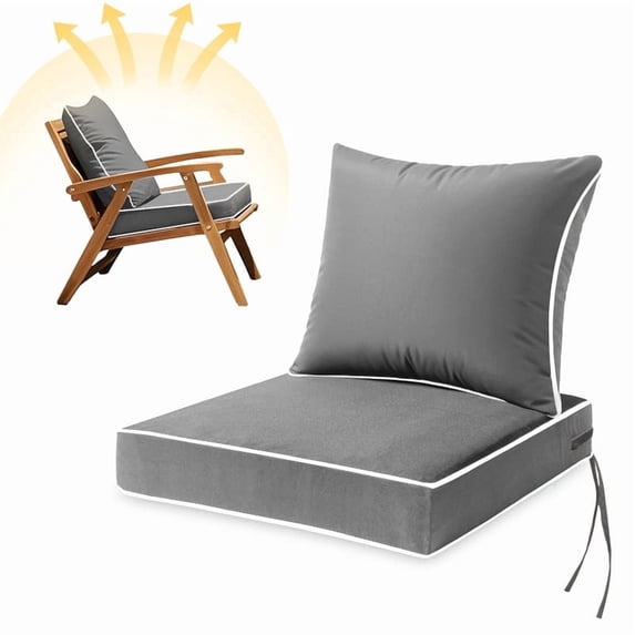 SDJPOI Outdoor Loveseat Cushion Set, 48 x 24 inch, Waterproof & Fade Resistant Cushions for Couch Bench and Swing(Grey-1)
