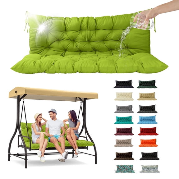SDJPOI Porch Swing Replacement Cushion, 4" Thick Waterproof 2-3 Seater Bench Cushion with Backrest, Outdoor Swing Cushions for Outdoor Furniture(Grass Green,40*40in)