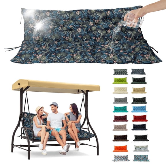 SDJPOI Porch Swing Replacement Cushion, 4" Thick Waterproof 2-3 Seater Bench Cushion with Backrest, Outdoor Swing Cushions for Outdoor Furniture（Hummingbird,40*40in）