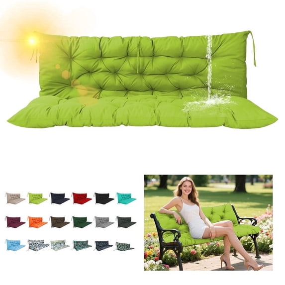 SDJPOI 2-3 Seater Porch Swing Replacement Cushion, Thicken 4" Waterproof Outdoor Bench Cushions with Backrest for Outdoor Furniture