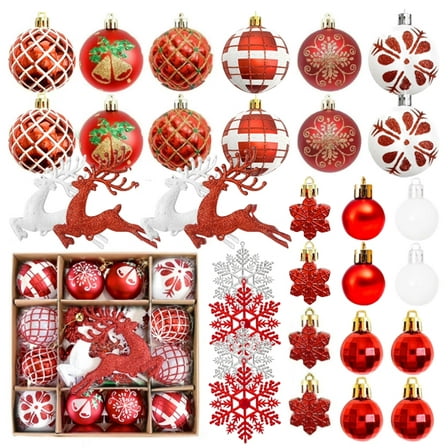 SDKL 45pcs Christmas Ball Ornament Set, Christmas Tree Ornaments For Christmas Tree Decoration Multicolor Shatterproof Christmas Balls For Holiday Party Wreath Garland Home Interior Decoration Gifts