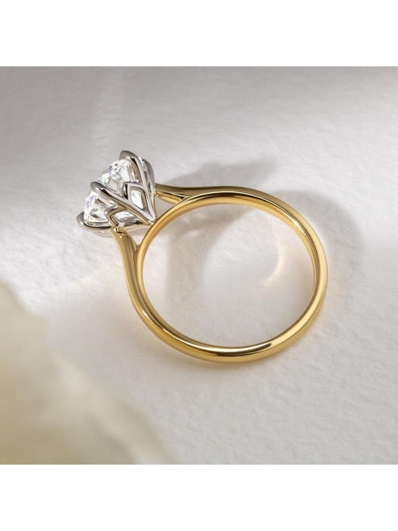 1CT Round Cut Lab Grown Diamond 6-Prong Solitaire Engagement Ring in 925 Sterling Silver