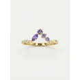 thumbnail image 1 of SDLJ Amethyst Crown V-Shape Wishbone Ring 925 Sterling Silver Gold Plated Dainty Curved Band Size 5–10, 1 of 2