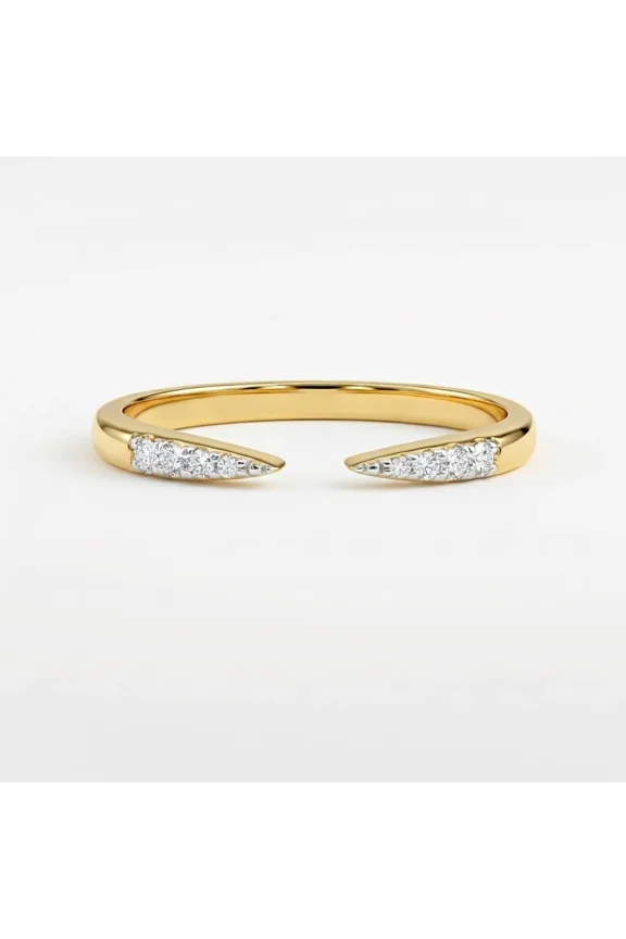Minimalist Open-Gap Wrap Ring 925 Sterling Silver Gold Plated Dainty Tapered Point Band Size 5–10