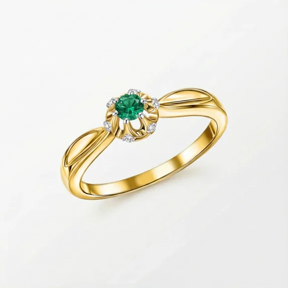 SDLJ Vintage-Inspired Emerald Solitaire Ring 925 Sterling Silver Gold Plated Ornate Filigree Band Size 5–10