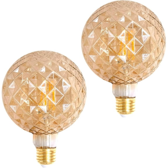 SDLUXBULB Decorative Light Bulbs Vintage LED Edison Bulb 6W 600LM (60W Equivalent) dimmable G40 Globe CRI>90 Medium Base E26 Warm White 2700k, (125BL, 2 PACKS)
