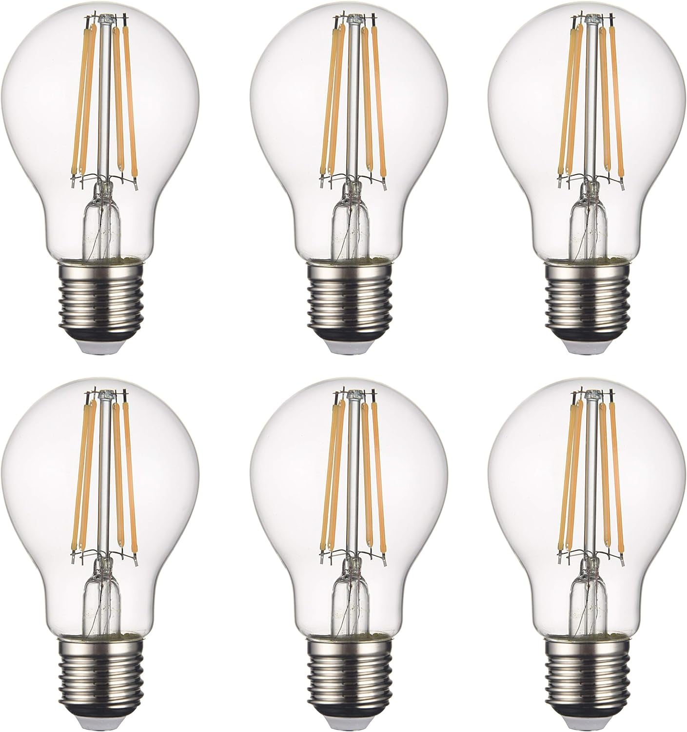 Vintage Warm White Dimmable LED Filament Bulbs, 6-Pack
