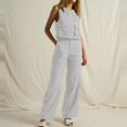 thumbnail image 1 of SDNall 2 Piece Sets for Women Summer V-Neck Solid Sleeveless Top + Loose Pocket Pants Suit (White, Sizes S-XXXXL), 1 of 9