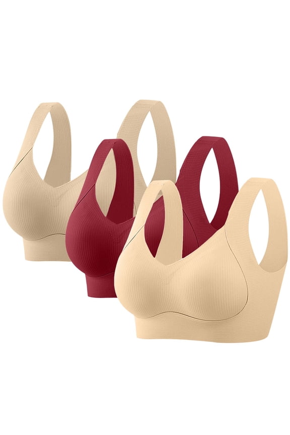 3-Pack Plus Size Wireless Bra, Anti-Gravity Lift Full Coverage Bra to Minimize Side Bulge & Support