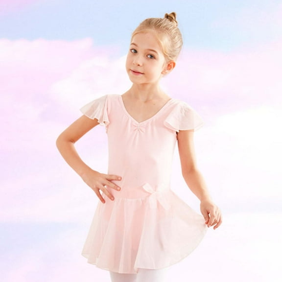 SDNall Ballet Leotards for Girls Children'S Dance Leotard Clothes Summer Flying Sleeve Training Clothes Toddler Dance Outfits Age:3-4 Years
