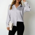 thumbnail image 1 of SDNall Blouses For Women Dressy Casual，Satin Shirts For Women Silk Button Down V Neck Dressy Casual Blouse Loose Long Sleeve Office Work Tunic Tops, 1 of 6