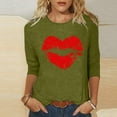 thumbnail image 1 of SDNall Blouses for Women, Clothes for Women, T-Shirts for Women, Women Cute L Print T-Shirt Basic 3/4 Sleeve Loose Top Blouse Breathable Round Neck Tees Cute Clothes, Blouses for Women Casual, 1 of 4