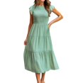 thumbnail image 1 of SDNall Boho Dresses for Women 2024 Maxi Dresses Bohemian Short Sleeve Long Beach Sun Dresses Solid Maxi Dress Midi Dresses (Green, Sizes S-XXL), 1 of 9