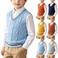 thumbnail image 1 of SDNall Boys and Girls Pullover V Neck Casual Tank Top, Cotton Striped Trim Uniform Camisole Tops, Everyday Sleeveless Tee for Kids 1-9 Years, 1 of 10