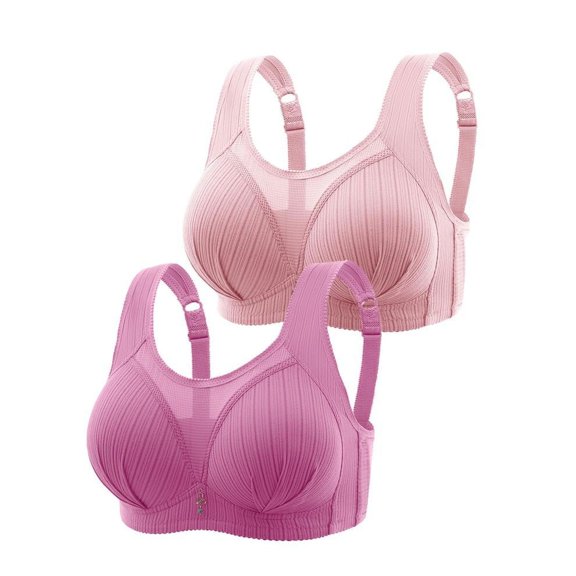 SDNall Bras for Women No Underwire 2Pc Plus Size Bras Behind Buckle Comfortable Breathable Exhaust Base Non-Steel Ring Non-Magnetic Buckle Underwear Seamless Bras