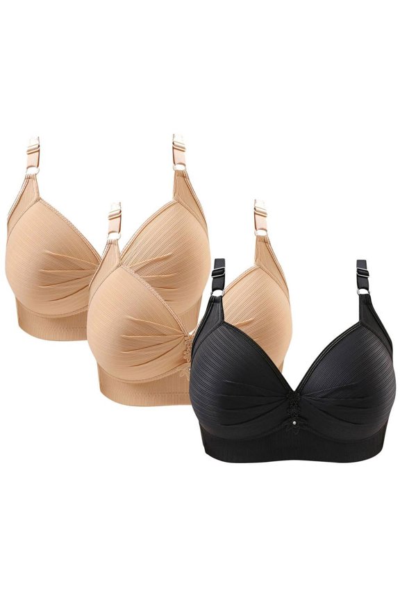 Bras for Women No Underwire 3Pcs Wire Free Comfortable Hollow Out Bra Underwear Fg Large Cup Women'S Bra