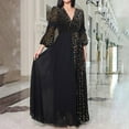 thumbnail image 1 of SDNall Bridesmaid Dresses for Women 2024 Wedding Guest Dresses for Women Solid Color Long Sleeve V-Neck Dress Maxi Dress (Black,Sizes：S-3XL), 1 of 9