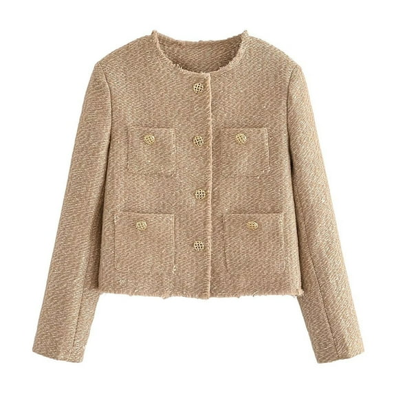 SDNall Cardigan for Women, Jackets for Women, Coats for Women, Fashion Women Round-Neck Long Sleeve Casual Coat Small Suit Cardigan Jacket Blazer, Blazer Jackets for Women, Long Cardigans for Women