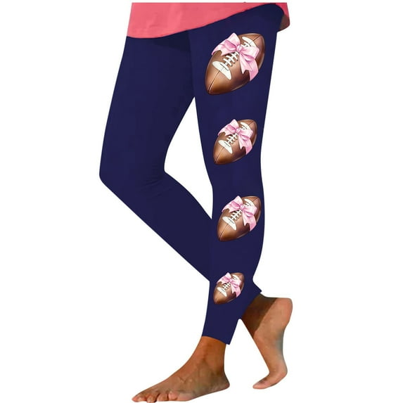 SDNall Christmas Leggings for Women 2024 Funny Christmas Graphic Casual Gym Leggings with Yoga Sport Elastic Pants Workout Pants Christmas Tights (S-3XL,Dark Blue)