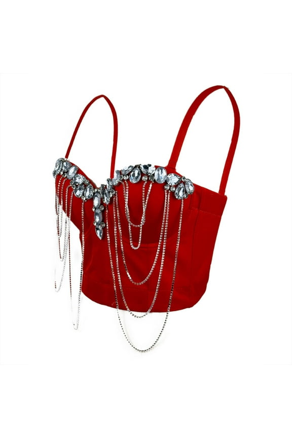 Corset for Women White with Chain Detail and Fishbone Boning, Waist Trainer for Shapewear and Outerwear, Plus Size Available